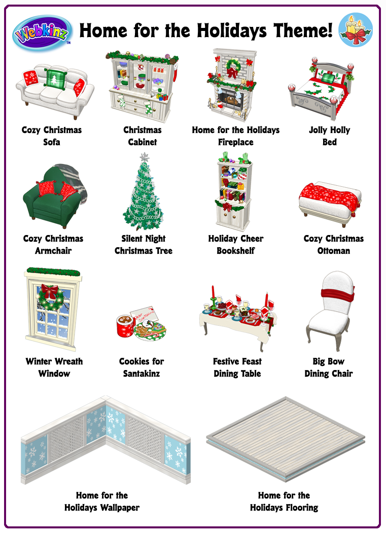 Chairs Bookshelf 2018 Webkinz CHRISTMAS CABIN Room Theme Items: Table Window 