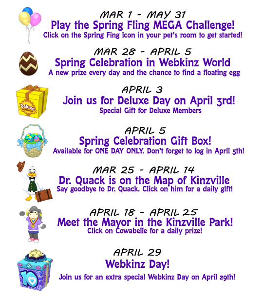 April Event Calendar WKN Webkinz Newz