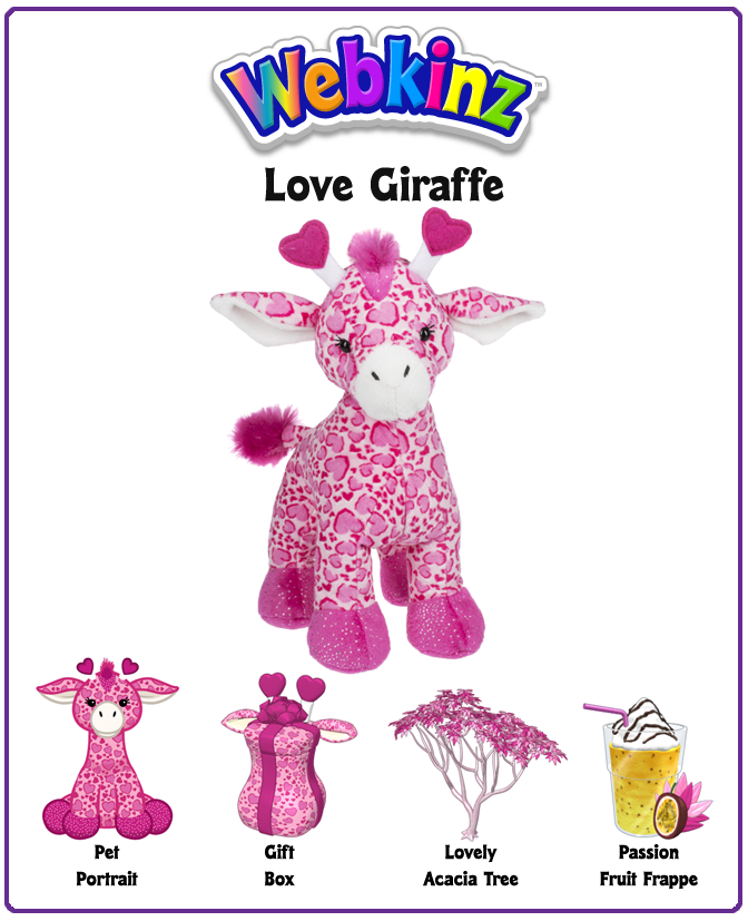 Webkinz Love Giraffe New w Tag w sealed code Great Valentine's Day Gift 