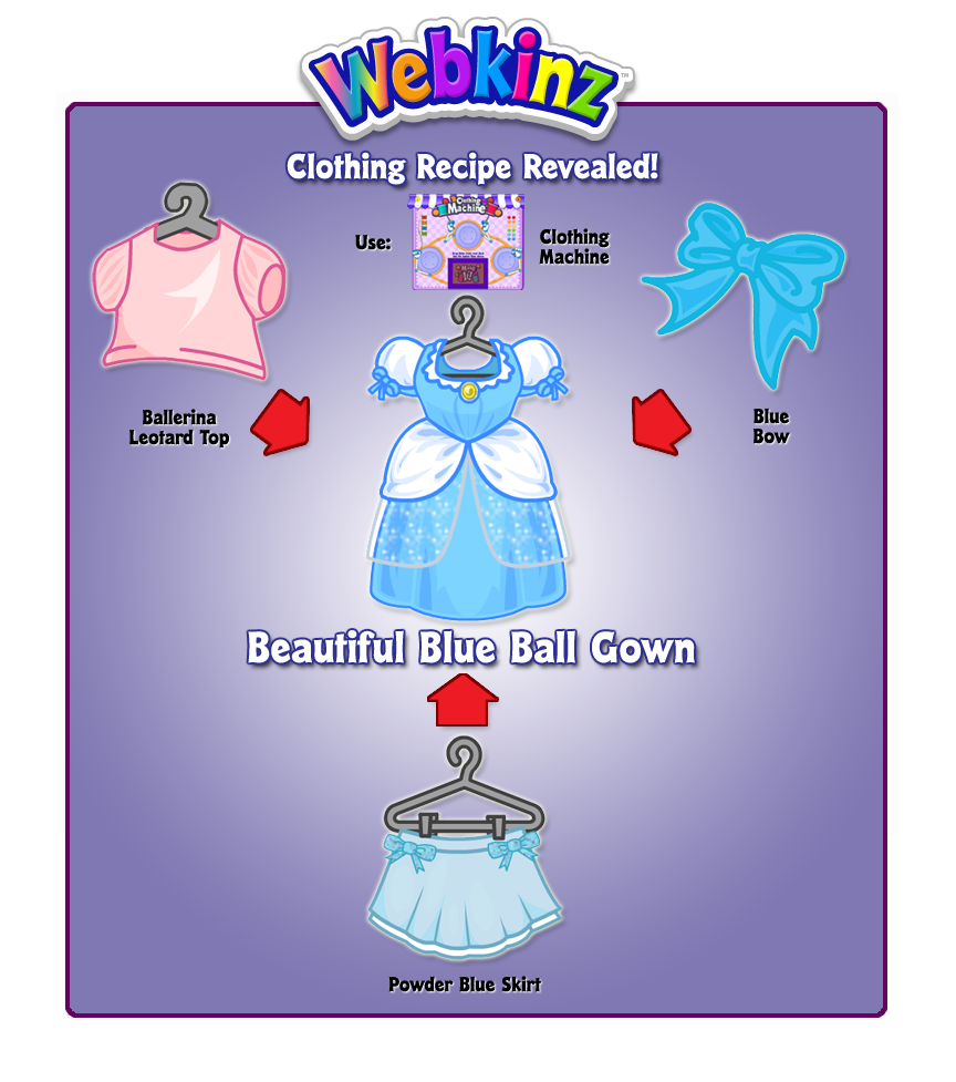 Beautiful Blue Ball Gown Clothing Recipe Revealed! WKN Webkinz Newz