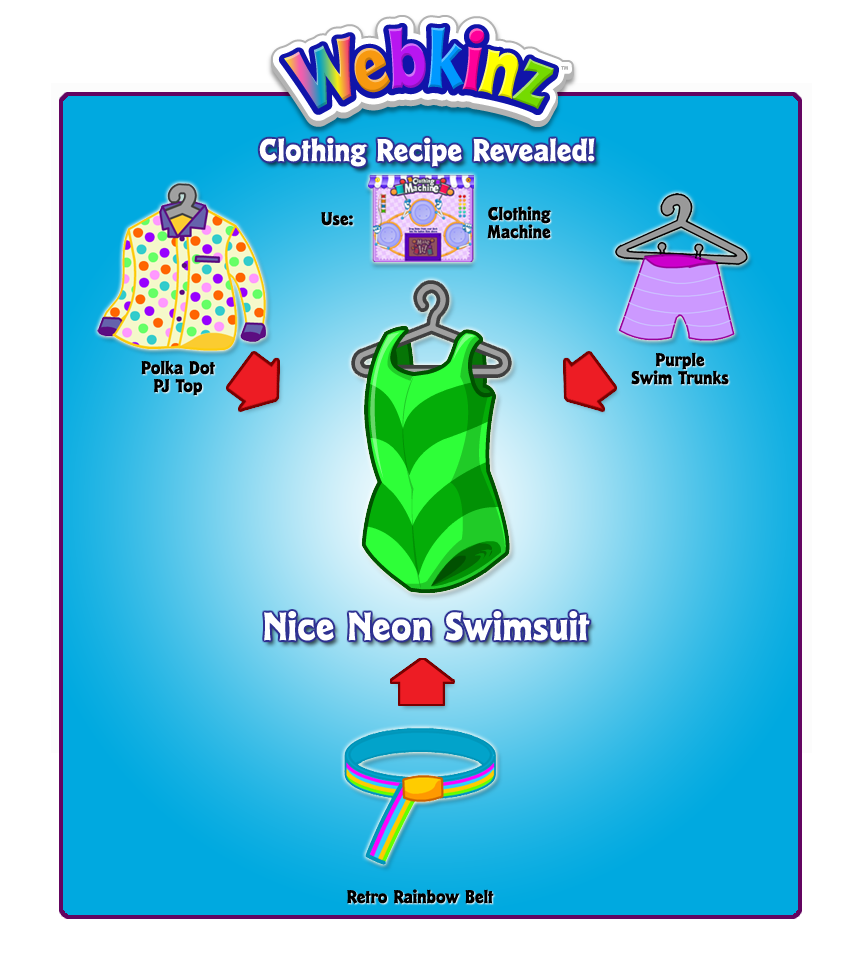 Nice Neon Swimsuit Secret Clothing Recipe Revealed! WKN Webkinz Newz