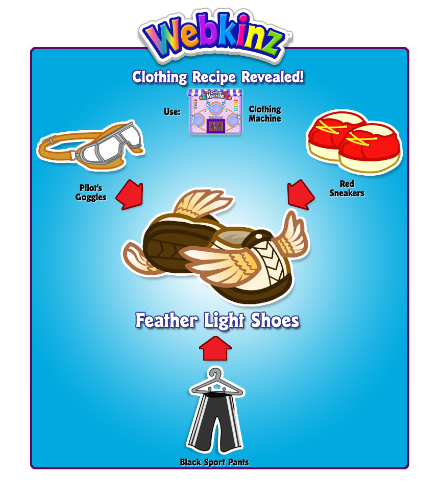 Feather Light Shoes Clothing Secret Recipe Revealed! WKN Webkinz Newz