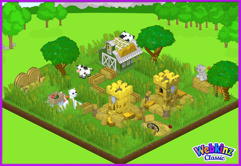 Webkinz Kinz Cottage, Barley Stalks, Hay Bale Fort