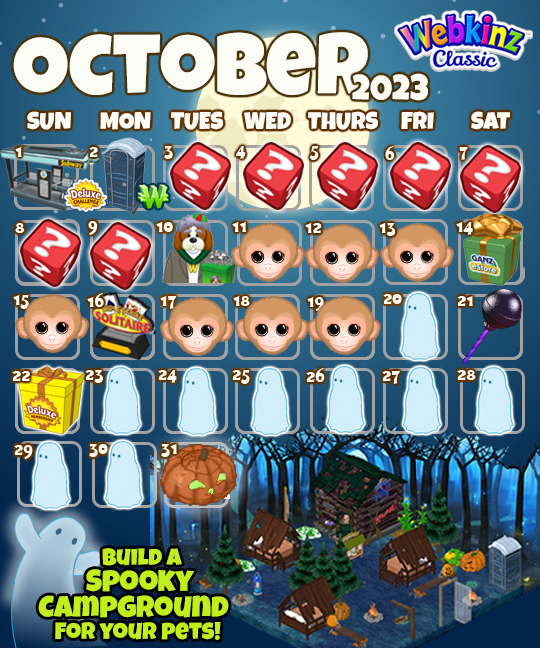 Webkinz Classic Event Calendar – October 2023