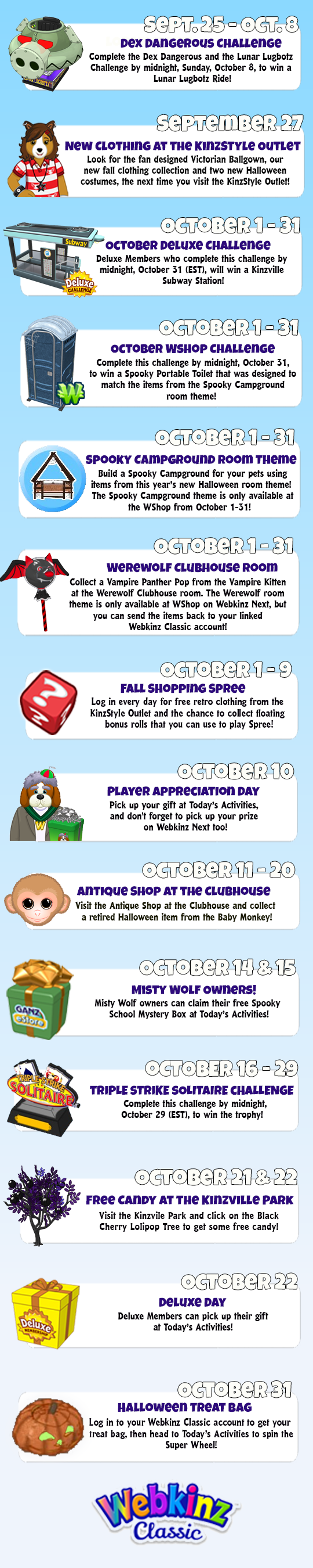 Webkinz Classic Event Calendar October 2023 WKN Webkinz Newz