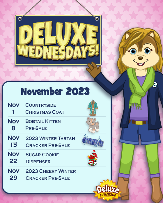 Deluxe Wednesdays November 2023 WKN Webkinz Newz