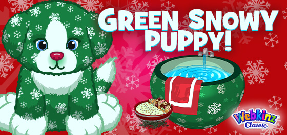 The Green Snowy Puppy has arrived in Webkinz World!