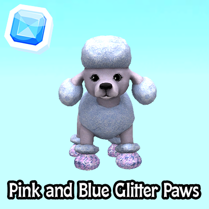 rare-Pink and Blue Glitter Paws