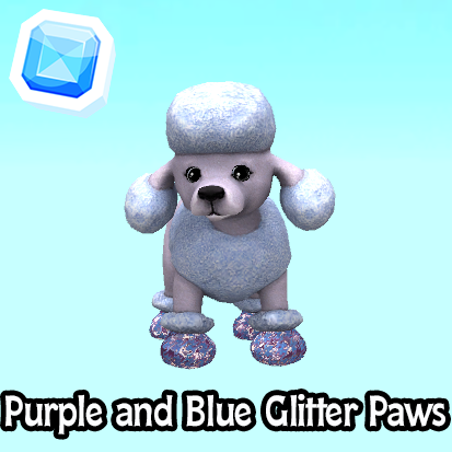 rare-Purple and Blue Glitter Paws