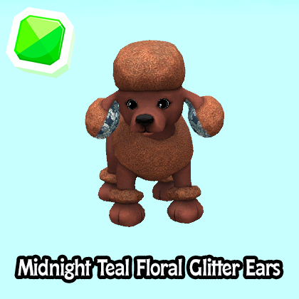 uncommon-Midnight Teal Floral Glitter Ears